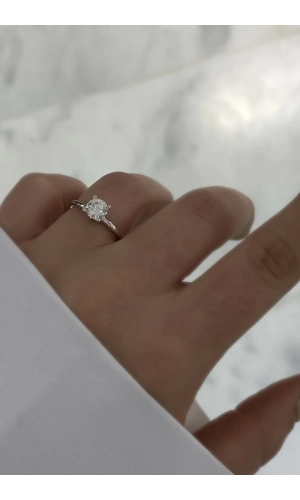 Mozanit Taşlı 6 mm Tektaş Yüzük