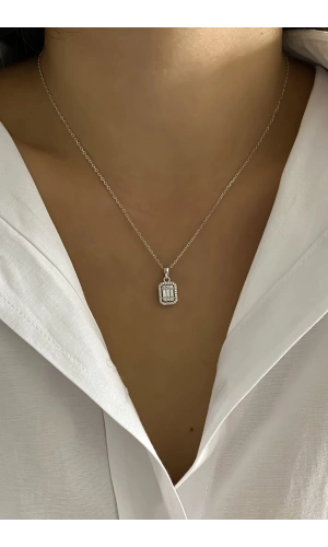 Mozanit Taşlı Baget Kesim Kolye