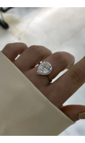 Mozanit Taşlı Damla Tektaş Yüzük