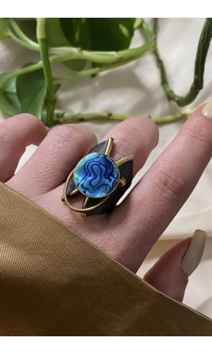 Okyanus Sedefli El İşi Yüzük