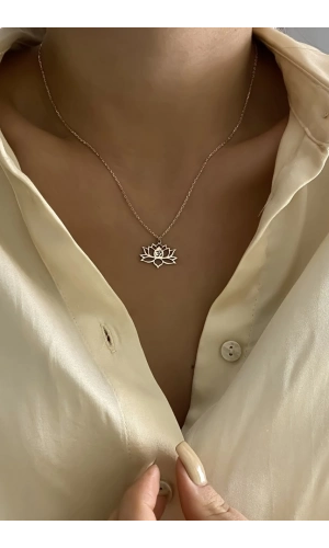 Om Lotus Çiçeği Kolye