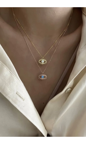 Opal Taşlı Göz Kolye