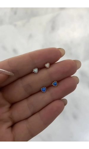 Opal Taşlı Kalp Piercing