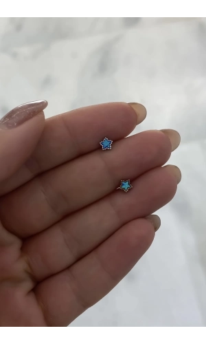 Opal Taşlı Yıldız Piercing