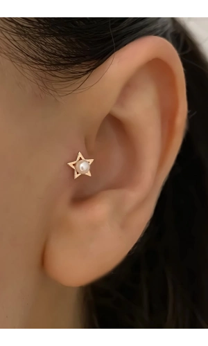 Ortası İncili Piercing Küpe