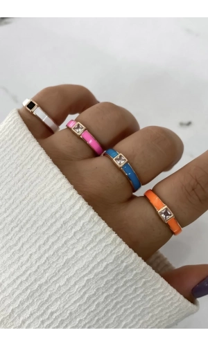 Ortası Kare Taşlı Mineli Yüzük