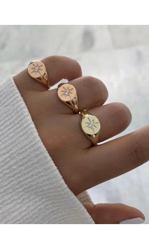 Ortası Taşlı Kutup Yıldızı Yüzük