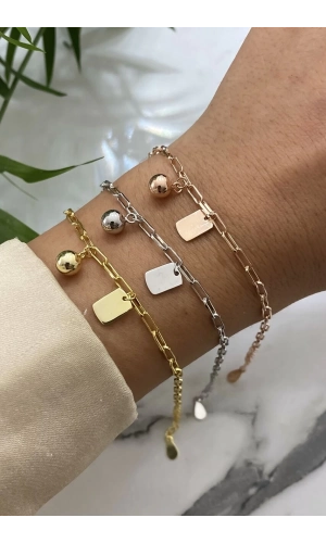 Plaka Detaylı İtalyan Bileklik