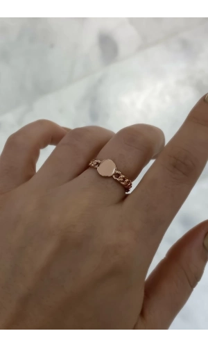 Plaka Detaylı Zincir Yüzük