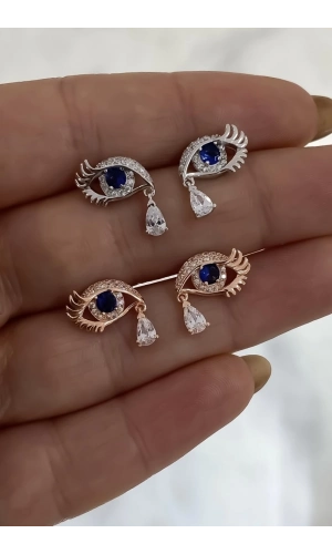 Safir Taşlı Göz Küpe