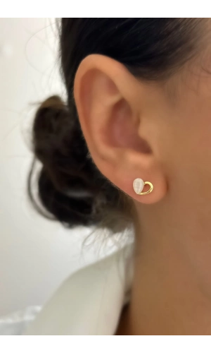 Sedef Taşlı Kalp Küpe