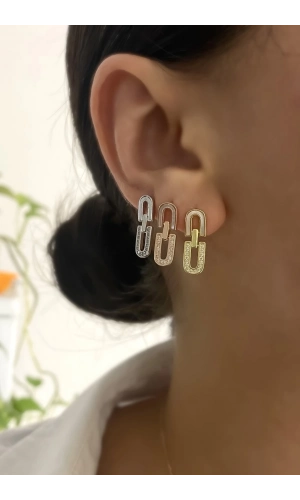 Sedef ve Taş Detaylı Küpe