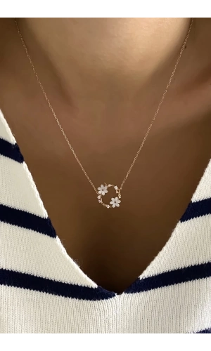 Sedefli Çiçek Kolye