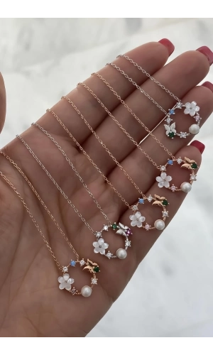 Sedefli Çiçek Kolye