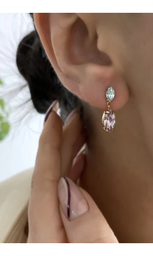 Swarovski İkili Markiz  Küpe