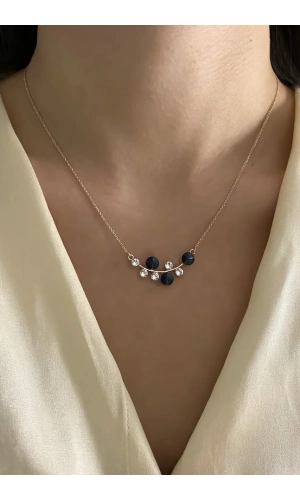 Swarovski Lacivert Taşlı Kolye