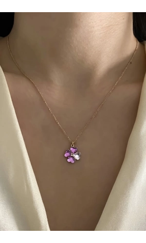 Swarovski Pembe Yonca Kolye