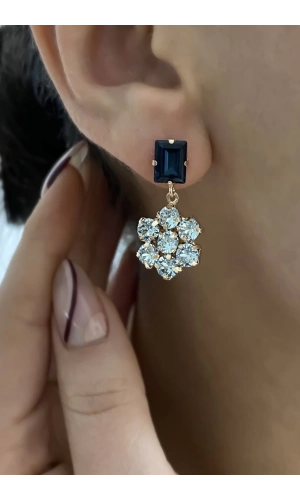 Swarovski Yeditaş Çiçek Küpe