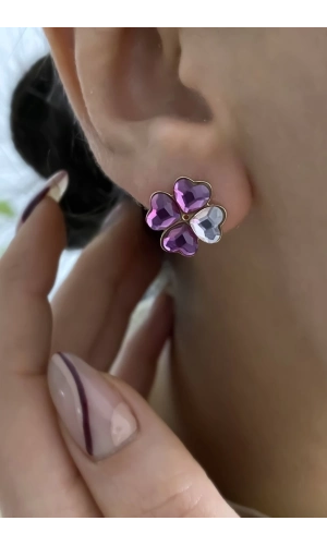 Swarovski Yonca Pembe Taşlı Küpe