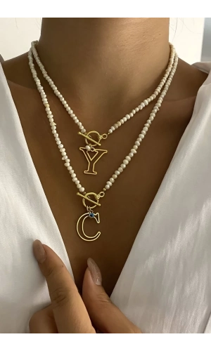 T Kilit Harf Kolye İncili