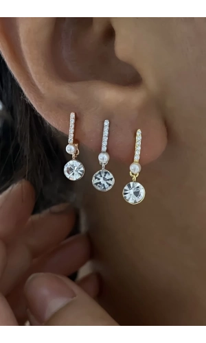 Taşlı İncili Küpe