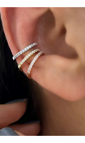Taşlı Tek Sıra Earcuff
