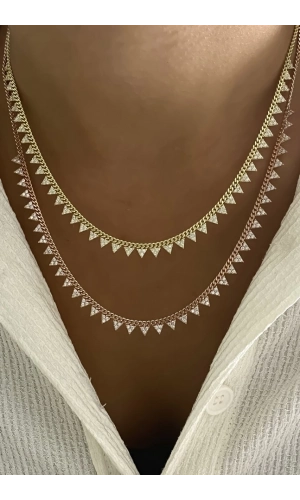 Üçgen Kolye Taşlı