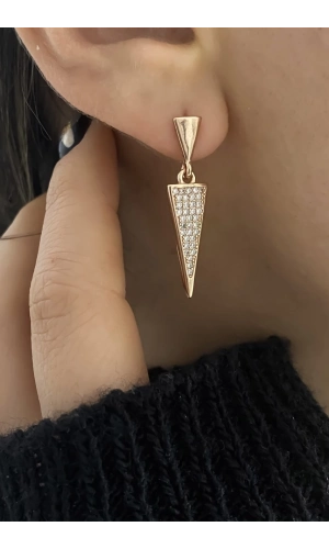 Taşlı Üçgen Küpe