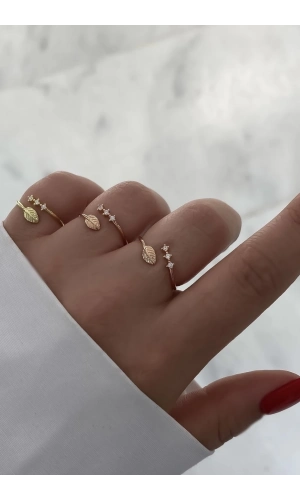 Taşlı Yaprak Yüzük