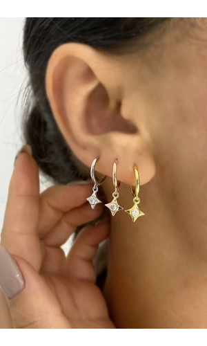 Taşlı Yıldız Küpe