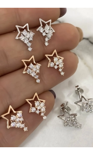 Taşlı Yıldız Küpe