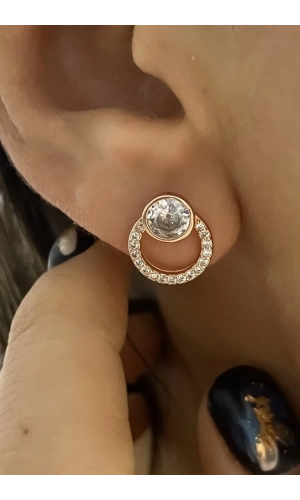 Taşlı Yuvarlak Küpe