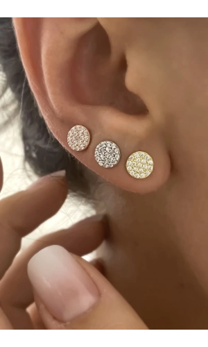 Taşlı Yuvarlak Küpe