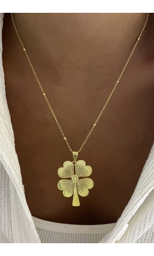 Top Zincirli Küçük Boy Yonca Kolye