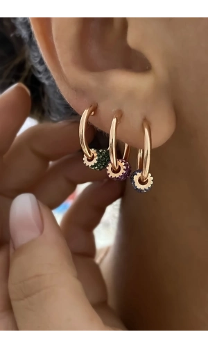 Trend Taşlı Halka Küpe