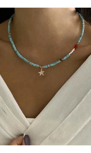 Turkuaz Deniz Yıldızı Kolye