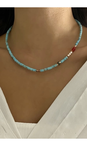 Turkuaz Taş Detaylı Kolye