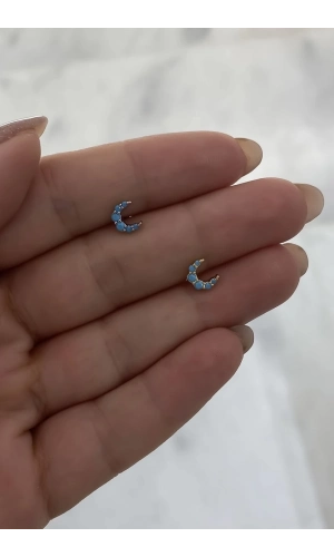Turkuaz Taşlı Ay Piercing