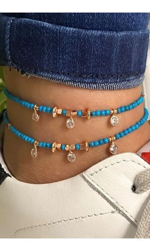 Turkuaz Taşlı Halhal