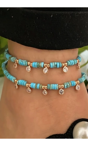 Turkuaz Taşlı Halhal