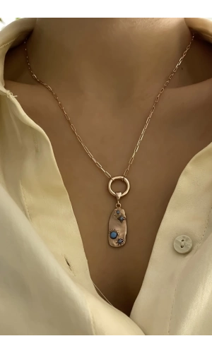 Turkuaz Taşlı Kolye