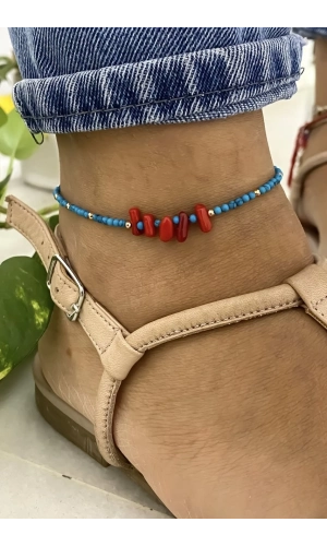 Turkuaz Taşlı Ve Mercan Taşlı Halhal