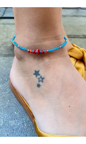 Turkuaz Ve Mercan Taşlı Halhal