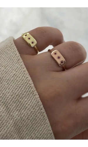 Üç Yıldız Detaylı Yüzük