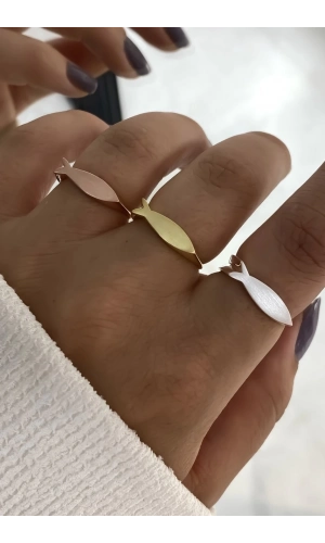 Üstü Mat Balık Detaylı Yüzük