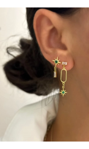 Yeşil Taşlı İtalyan Küpe