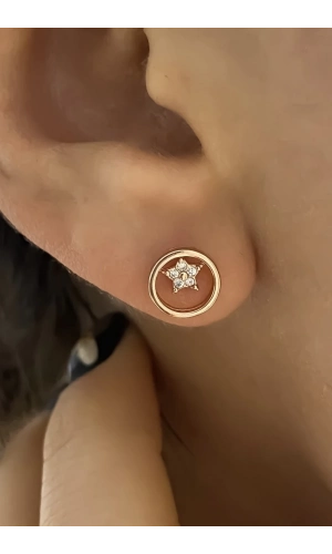 Yuvarlak Minik Yıldız Küpe