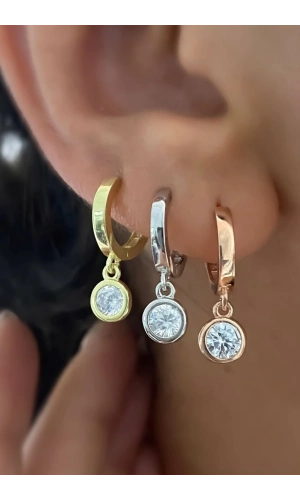 Yuvarlak Taşlı Küpe