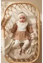 Kız Bebek Tarçın Dantel Yakalı Hastane Çıkışı ve Ekru Fitilli 5li Boho Set - %100 Yumuşak Pamuk