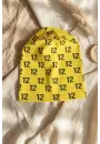 Unisex Siyah Sarı Tipografik Desenli Pamuklu Slouchy Bere Şapka - Modern Sokak Stili Tasarım 2-4 Yaş